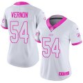 Womens Nike New York Giants #54 Olivier Vernon White Pink Stitched NFL Limited Rush Fashion Jersey