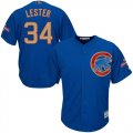 Chicago Cubs #34 Jon Lester Blue World Series Champions Gold Program Cool Base Jersey
