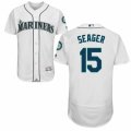 Mens Majestic Seattle Mariners #15 Kyle Seager White Flexbase Authentic Collection MLB Jersey