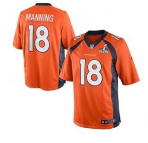2014 Super Bowl XLVIII Denver Broncos #18 Peyton Manning Orange limited Jersey