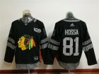 Blackhawks #81 Marian Hossa Black 1917-2017 100th Anniversary Adidas Jersey