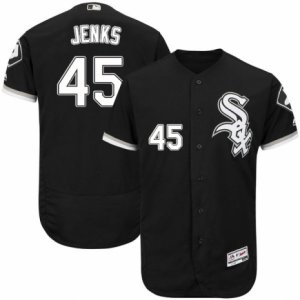 Men\'s Majestic Chicago White Sox #45 Bobby Jenks Black Flexbase Authentic Collection MLB Jersey