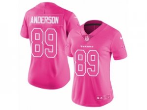 Womens Nike Houston Texans #89 Stephen Anderson Limited Pink Rush Fashion NFL Jersey