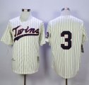 Mitchell and Ness Minnesota Twins #3 Harmon Killebrew Cream Black Strip Stitched MLB Jersey