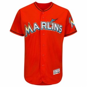 Mens Miami Marlins Majestic Alternate Blank Fire Red Flex Base Authentic Collection Team Jersey