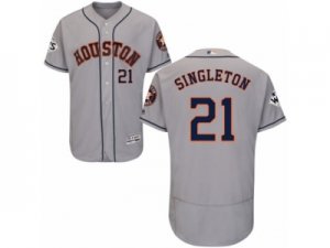 Houston Astros #21 Jon Singleton Authentic Grey Road 2017 World Series Bound Flex Base MLB Jersey