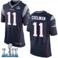 Mens Nike New England Patriots #11 Julian Edelman Navy 2018 Super Bowl LII Elite Jersey