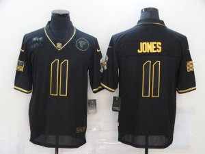 Mens Atlanta Falcons #11 Julio Jones Black Gold 2020 Salute To Service