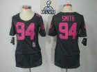 2013 Super Bowl XLVII Women NEW NFL San Francisco 49ers #94 Smith breast cancer awareness Black Jerseys