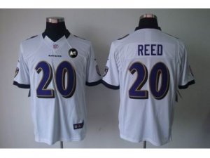 Nike Baltimore Ravens #20 Ed Reed white jerseys[Limited Art Patch]