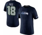 Nike Seattle Seahawks 18 Sidney Rice Name & Number T-Shirt Blue