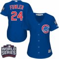 Women's Majestic Chicago Cubs #24 Dexter Fowler Authentic Royal Blue Alternate 2016 World Series Bound Cool Base MLB Jersey