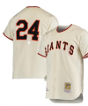 Giants # 24 Willie Mays Cream Throwback Jersey