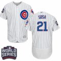 Men's Majestic Chicago Cubs #21 Sammy Sosa White 2016 World Series Bound Flexbase Authentic Collection MLB Jersey