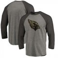 Arizona Cardinals NFL Pro Line by Fanatics Branded Black Gray Tri Blend 34-Sleeve T-Shirt