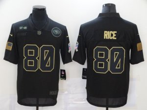 Nike 49ers #80 Jerry Rice Black 2020 Salute To Service Limited Jersey