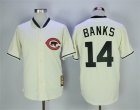 Mlb chicago Cubs #14 Ernie Banks Cream Throwback Jersey