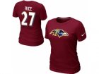 Women Nike Baltimore Ravens Ed Reed Name & Number T-Shirt Red