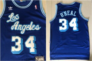 Lakers #34 Shaquille O\'Neal Blue Hardwood Classics Mesh Jersey