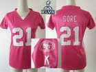 2013 Super Bowl XLVII Women NEW San Francisco 49ers 21 Frank Gore Pink Womens Draft Him II Top Jerseys