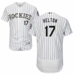 Men\'s Majestic Colorado Rockies #17 Todd Helton White Flexbase Authentic Collection MLB Jersey