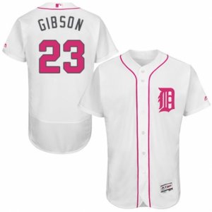 Men\'s Majestic Detroit Tigers #23 Kirk Gibson Authentic White 2016 Mother\'s Day Fashion Flex Base MLB Jersey