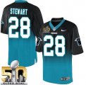 Nike Carolina Panthers #28 Jonathan Stewart BlackBlue Super Bowl 50 Men Stitched NFL Elite Fadeaway Fashion Jersey