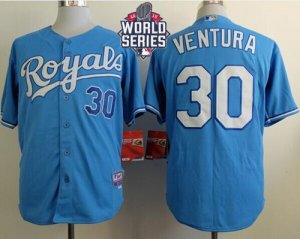 Kansas City Royals #30 Yordano Ventura Light Blue Cool Base W 2015 World Series Patch Stitched MLB Jersey