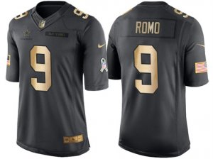 Nike Dallas Cowboys #9 Tony Romo Anthracite 2016 Christmas Gold Mens NFL Limited Salute to Service Jersey