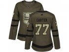 Women Adidas Los Angeles Kings #77 Jeff Carter Green Salute to Service Stitched NHL Jersey