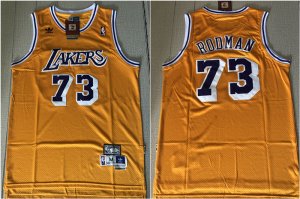 Lakers #73 Dennis Rodman Yellow Hardwood Classics Jersey
