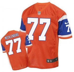 Nike Denver Broncos #77 Karl Mecklenburg Orange Men Stitched NFL Elite Throwback Jersey