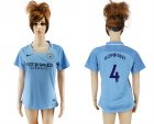 2017-18 Manchester City 4 KOMPANY Home Women Soccer Jersey
