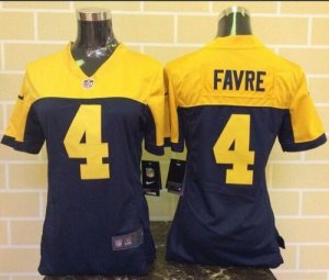 women Nike green bay packers #4 Brett Favre yellow-blue jerseys