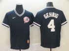 Yankees #4 Lou Gehrig Blue Throwback Jersey