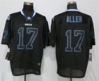 Nike Bills #17 Josh Allen Black Lights Out Elite Jersey