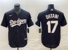Men's Los Angeles Dodgers #17 Shohei Ohtani Black Cool Base Stitched Jersey