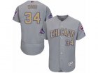 Mens Majestic Chicago Cubs #34 Kerry Wood Authentic Gray 2017 Gold Champion Flex Base MLB Jersey