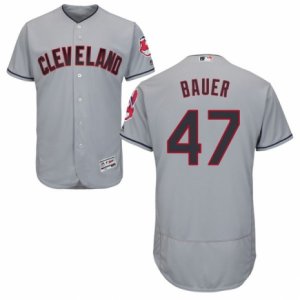 Men\'s Majestic Cleveland Indians #47 Trevor Bauer Grey Flexbase Authentic Collection MLB Jersey