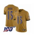 Men Baltimore Ravens #15 Marquise Brown Limited Gold Inverted Legend 100th Season Football Jersey