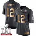 Youth Nike New England Patriots #12 Tom Brady Limited Black Gold Salute to Service Super Bowl LI 51 NFL Jersey