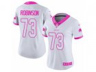 Women Nike Detroit Lions #73 Greg Robinson Limited White Pink Rush Fashion NFL Jersey