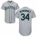 Mens Majestic Seattle Mariners #34 Felix Hernandez Grey Flexbase Authentic Collection MLB Jersey