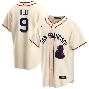 Giants #9 Brandon Belt Cream Nike 1946 Throwback Cool Base Jersey