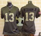 Women Nike New York Giants #13 Odell Beckham Jr Green Salute to Service Jerseys