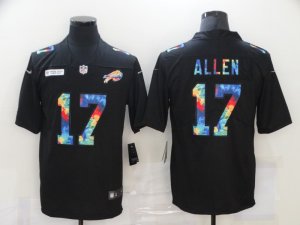 Nike Bills #17 Josh Allen Black Vapor Untouchable Rainbow Limited Jersey
