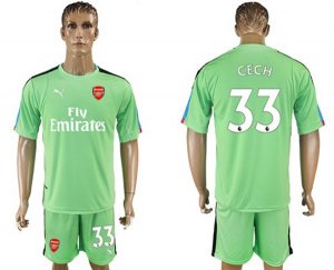2017-18 Arsenal 33 CECH Green Goalkeeper Soccer Jersey