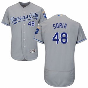 Men\'s Majestic Kansas City Royals #48 Joakim Soria Grey Flexbase Authentic Collection MLB Jersey