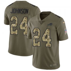 Nike Bills #24 Taron Johnson Olive Camo Salute To Service Limited Jersey