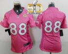 Women Nike Broncos #88 Demaryius Thomas Pink Super Bowl 50 Be Luv'd Stitched Jersey